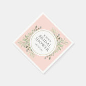 金ゴールドエレガント赤面ピンクグリーナリーブライダルシャワー スタンダードカクテルナプキン (角)