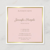 金ゴールドエレガント赤面ピンクハンドフォント文字スクリプトラックス スクエア名刺 (裏面)