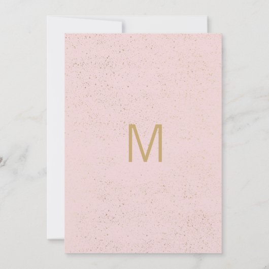 金ゴールドエレガント赤面ピンク冬ベビーシャワーインビタット 招待状 (裏面)