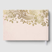 金ゴールドエレガント赤面レ結婚ースのゲストブック ゲストブック (裏面)