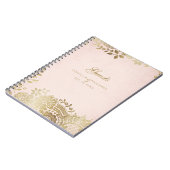 金ゴールドエレガント赤面レ結婚ースのゲストブック ノートブック (左側)