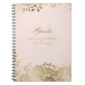 金ゴールドエレガント赤面レ結婚ースのゲストブック ノートブック (正面)