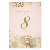 金ゴールドエレガント赤面レ結婚ースのテーブルカード テーブルナンバー (裏面)