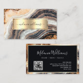 金ゴールドエレガント赤面大理石ゲートQRコード 名刺 (正面/裏面)