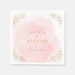 金ゴールドエレガント赤面結婚書 スタンダードカクテルナプキン