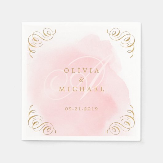 金ゴールドエレガント赤面結婚書 スタンダードカクテルナプキン (正面)