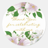 金ゴールドエレガント輪郭ピンクのフローラ結婚 ラウンドシール (正面)