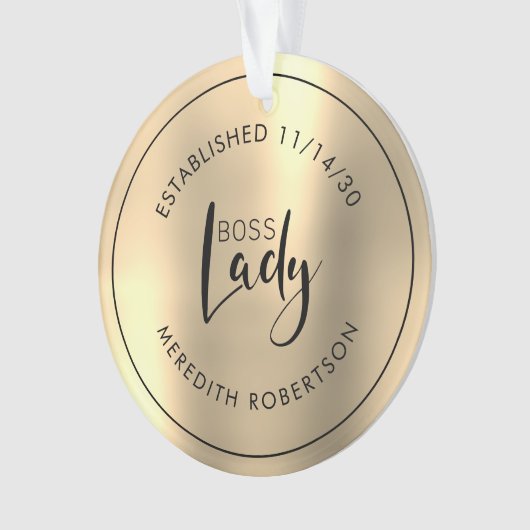 金ゴールドエレガント金属ボス女性確立日 オーナメント (正面)