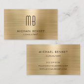 金ゴールドエレガント金属モノグラムコンサルタント 名刺 (正面/裏面)