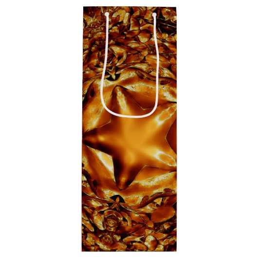 金ゴールドエレガント銅クリスマススターシック抱き枕 ワインギフトバッグ (正面)