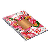 金ゴールドエレガント鋼銅金属赤面フローラ ノートブック (右側)