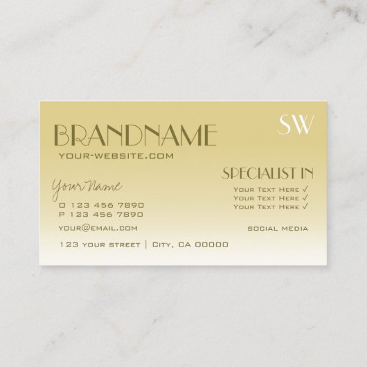 金ゴールドエレガント鏡文字とモノグラムラグジュアリー 名刺 (裏面)