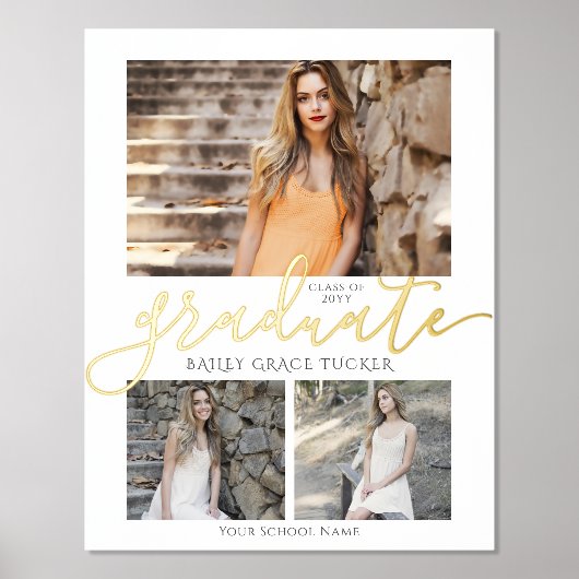 金ゴールドエレガント院卒期卒業記念 箔ポスター (正面)