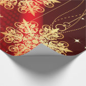 金ゴールドエレガント雪片名テンプレートクリスマス ラッピングペーパー (角)