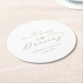 金ゴールドエレガント飲み物は飲まない踊り ラウンドペーパーコースター (アングル)