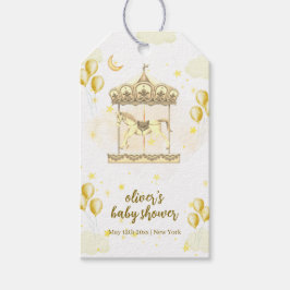 金ゴールドエレガント魔法バルーン回転木馬ベビーシャワー ギフトタグ