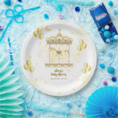 金ゴールドエレガント魔法バルーン回転木馬ベビーシャワー ペーパープレート (パーティー)