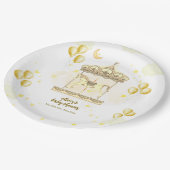 金ゴールドエレガント魔法バルーン回転木馬ベビーシャワー ペーパープレート (アングル)