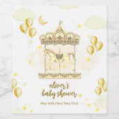 金ゴールドエレガント魔法バルーン回転木馬ベビーシャワー ワインラベル (シングルラベル)