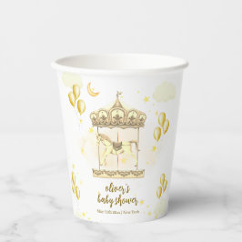 金ゴールドエレガント魔法バルーン回転木馬ベビーシャワー 紙コップ