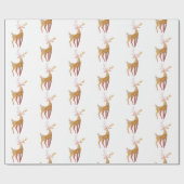 金ゴールドエレガント鹿クリスマス ラッピングペーパー (フラット)