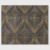 金ゴールドエレガント黒ダマスクパターン ラッピングペーパー (フラット)