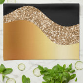 金ゴールドエレガント黒波 キッチンタオル (折り畳み)