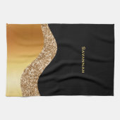 金ゴールドエレガント黒波 キッチンタオル (横)