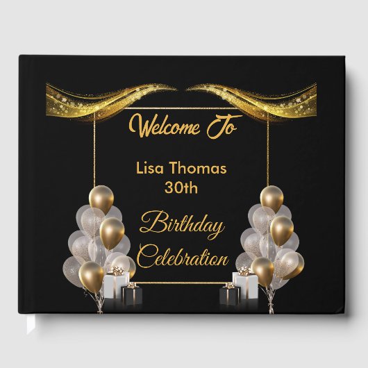 金ゴールドエレガント黒 ゲストブック (正面)