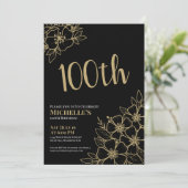 金ゴールドエレガント100th誕生日パーティー 招待状 (スタンド正面)