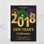 金ゴールドエレガント2018年の花火大晦日パーティー 招待状 (正面)