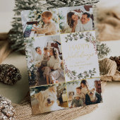 金ゴールドエレガント5フォトコラージハッピーホリデーズカード 箔シーズンカード