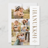 金ゴールドエレガント5枚フォトコラージュHanukkah シーズンカード (正面)