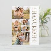 金ゴールドエレガント5枚フォトコラージュHanukkah シーズンカード (スタンド正面)