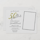 金ゴールドエレガント50と素晴らしい誕生日パーティー招待状 ポストカード (正面/裏面)