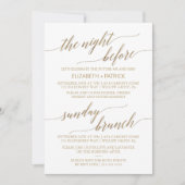 金ゴールドエレガント5x7インチリハーサルディナー&サンデーブランチ 招待状 (正面)