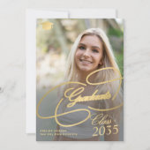 金ゴールドエレガント6枚のコラージュ卒業 案内状 (正面)