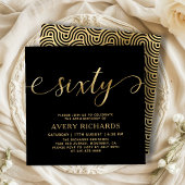 金ゴールドエレガント60台本ブラック60誕生日 招待状