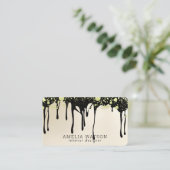 金ゴールドエレガント（ばちゃばちゃ）跳ねると黒の点絵を描滴 名刺 (スタンド正面)