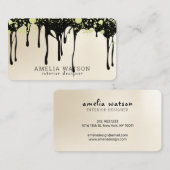 金ゴールドエレガント（ばちゃばちゃ）跳ねると黒の点絵を描滴 名刺 (正面/裏面)