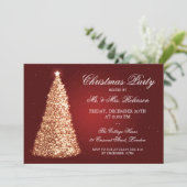 金ゴールドエレガント·クリスマス·パーティー·レッド 招待状 (スタンド正面)
