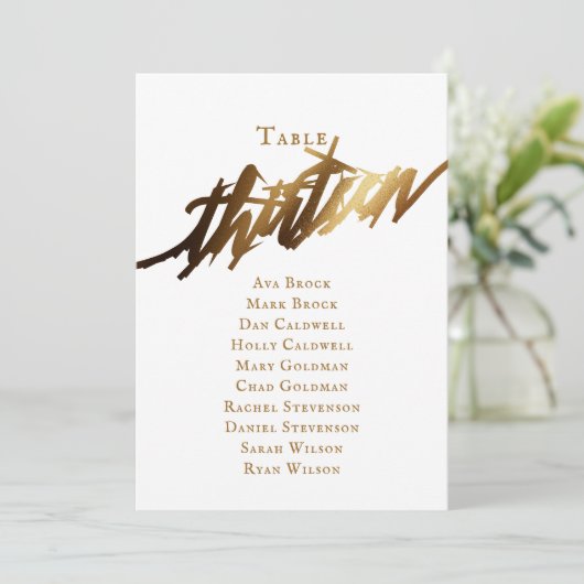 金ゴールドエレガント・スクリプト表番号13座席表 招待状 (スタンド正面)