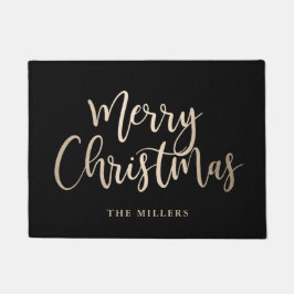 金ゴールドエレガント&バックメリークリスマス ドアマット