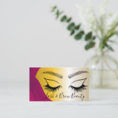 金ゴールドエレガント&パープルラッシュ&ブローアーティストビジネス 名刺 (スタンド正面)