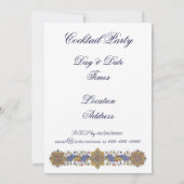 金ゴールドエレガント&ブルーバロックパーティの招待状 招待状 (裏面)