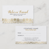 金ゴールドエレガント&ホワイト伝統レース紹介カード 紹介カード (正面/裏面)