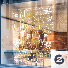 金ゴールドエレガント・メリー・クリスマスと新年  ウィンドウサイン