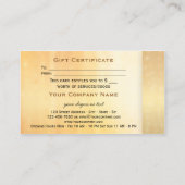 金ゴールドエレガント《写真》ぼけ味ギフト証明書テンプレート 割引カード (裏面)
