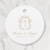 金ゴールドエレガントChinoiserieクレストモノグラム結婚ズ フェイバータグ (正面)
