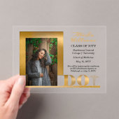 金ゴールドエレガントDOカドゥセウス写真卒業 アクリル招待状 (インサイチュ (ポータブル))